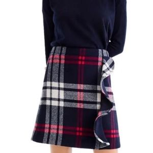 JCrew Mercantile Wool Ruffle Plaid Skirt in Size 00